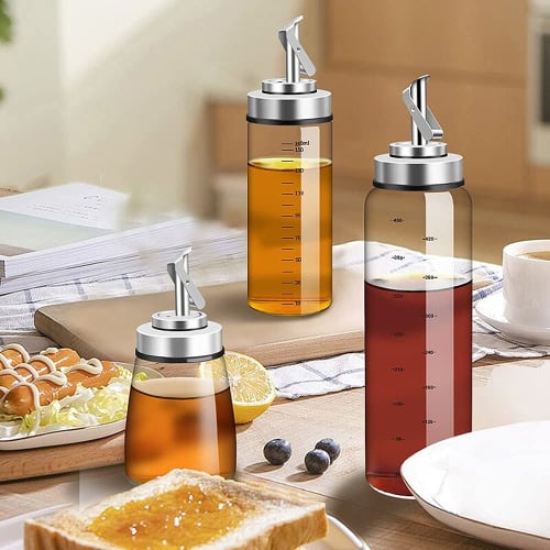 Huiyu Dressing Bottle, Oil Bottle, Soy Sauce Dispenser, Spice Bottle, Oil Pot, Heat-Resistant Glass Seasoning Container, 180ml -B