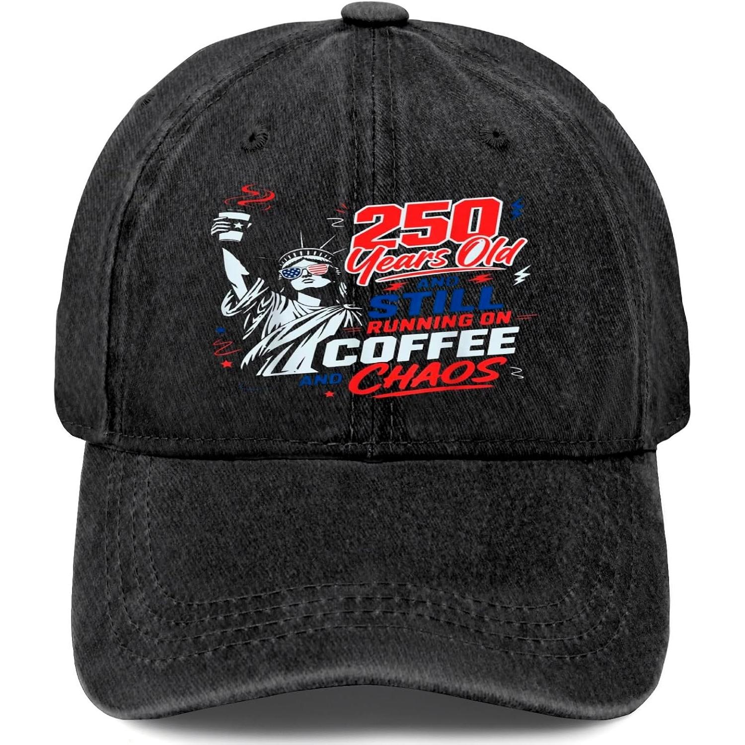 Years Old Still Running On Coffee Chaos Washed Baseball Cap Unisex Adult Casual Denim Hat One Size