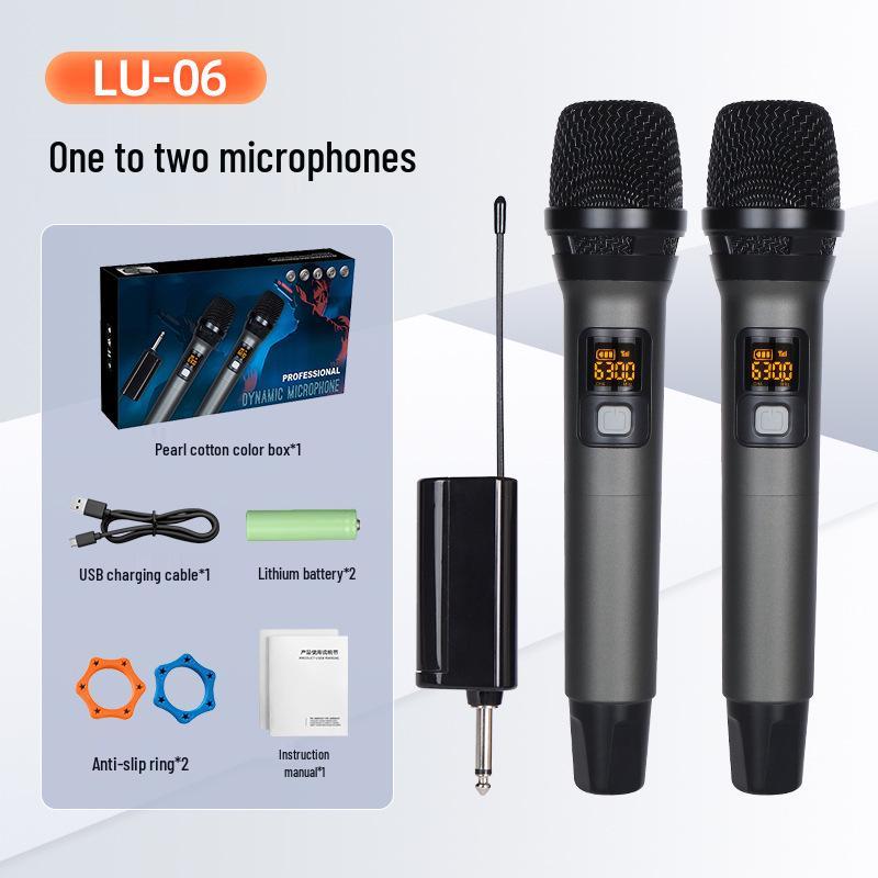Universal UHF Dual Wireless Charging Microphone for Stage, KTV, Home, or Outdoor Use - 50m Range