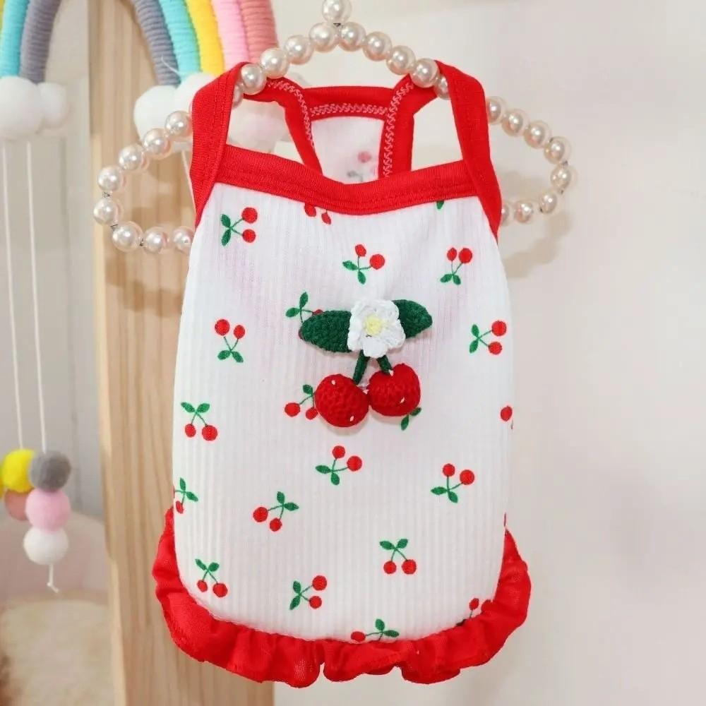 Breathable Cherry Dog Vest Soft Pet Dresses New Dog Clothes  Pet Supplies