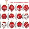 12PCS Red White Wooden Christmas Ball Ornaments Elk Snowflake Pattern Party Winter Holiday Home Xmas Tree Hanging  Decoration