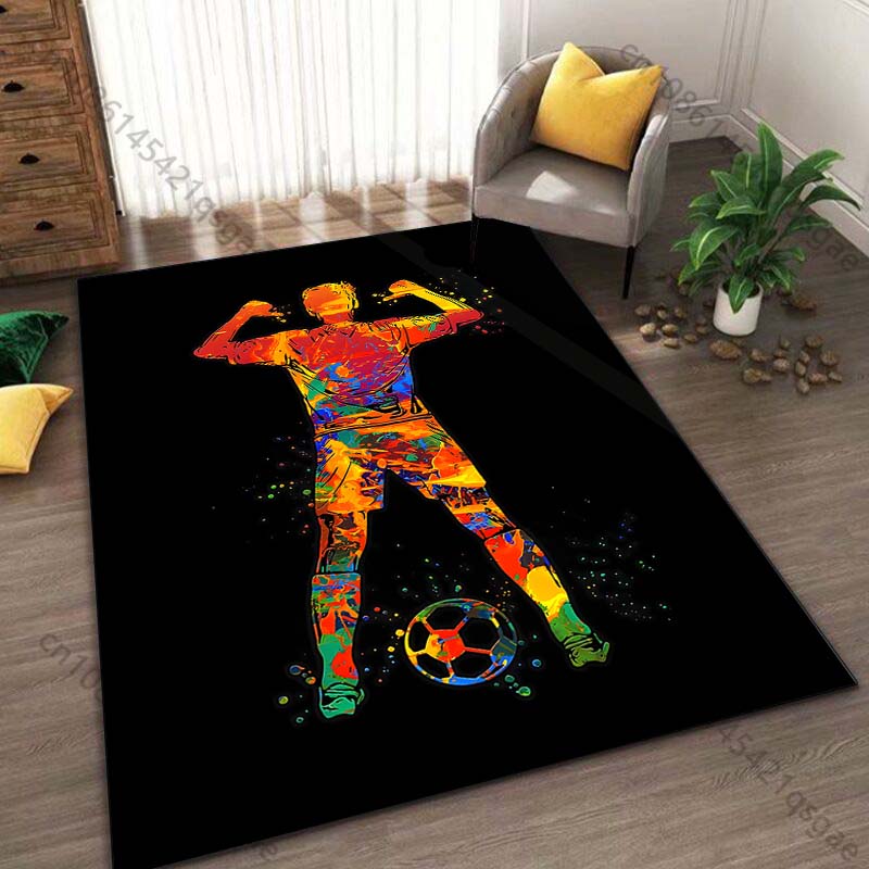 Football Sports Watercolor Splash Art Print Carpet Rug for Living Room Bedroom Sofa Doormat Home Decor Non-slip Floor Mat