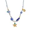 18k Gold Electroplated Clavicle Chain Necklace with Starfish and Small Fish Pendant