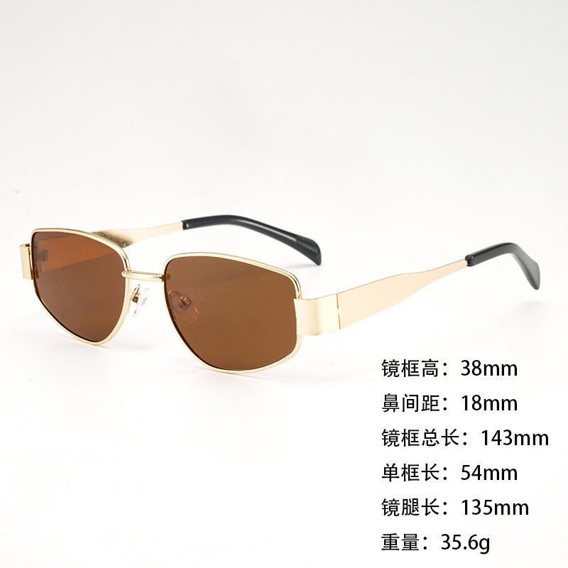Metal Sunglasses Small Frame Wide Thick Legs Oval Foreign Trade Sunglasses High Fashion Thin Sunshade Glasses