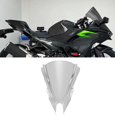 Motocyklowa szyba typu double bubble z polerowanym przepływem powietrza i osłoną przeciwsłoneczną dla Honda Ninja Ninja 500 i Ninja 500 SE Przezroczysty biały deflektor,
