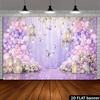 2D Flat Dreamy Background Fabric Purple Drapes Suitable for Indoor Background Birthday Party Polyester Fiber Material