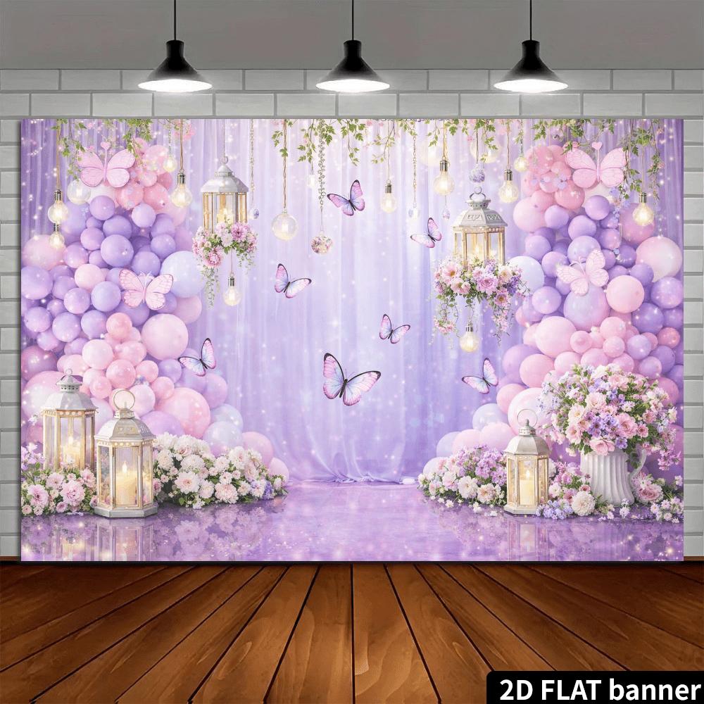 2D Flat Dreamy Background Fabric Purple Drapes Suitable for Indoor Background Birthday Party Polyester Fiber Material