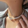 Planet Pearl Choker Necklaces for Women Crystal Rhinestones Pearl Bead Necklaces Ladies Wedding Pearl Bead Chain Neck