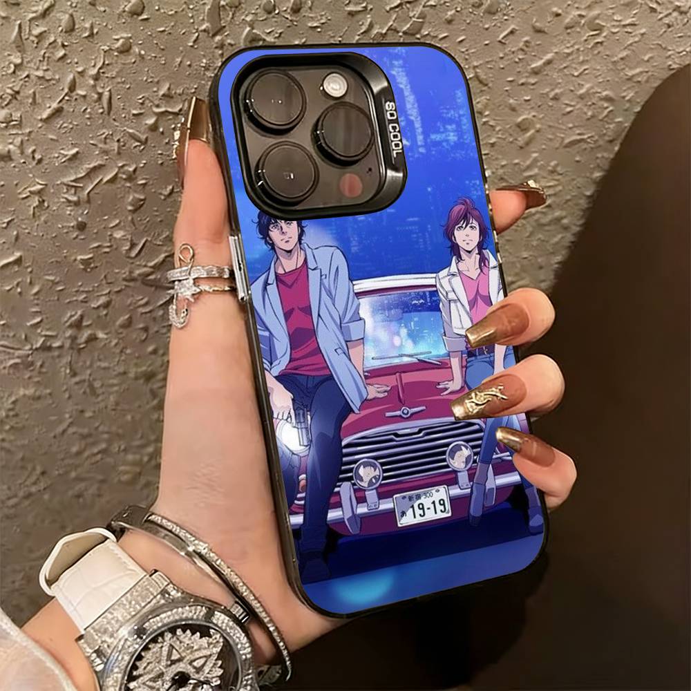 

R-Retro City Hunter Comic Phone Case For iPhone 17,16,15,14,13,12,11 Plus,Pro Max,XS,Colorful Silver Phone case Funda Cover iPhone17