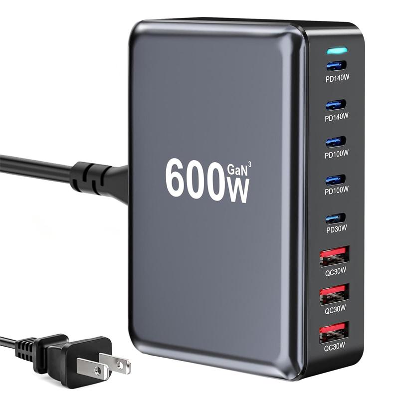 

Super Fast Charging 600W Portable Power Station with Multiple Ports Electric Charger Adapter for IPhone and Watch UK чорний