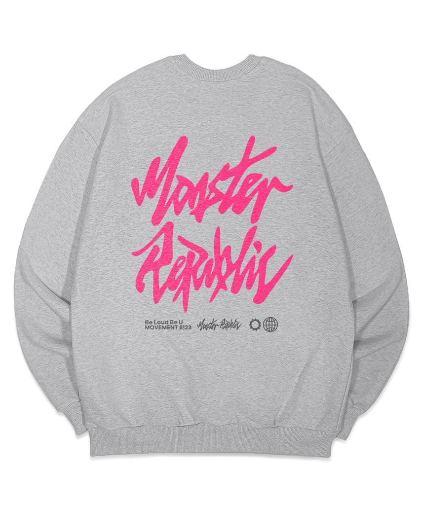 MONSTER REPUBLIC Authentic Logo Pink Sweatshirt Gray_8123