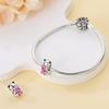 Original Copper Charms Luxury Cartoon Pink Heart Bear Beads Fit Bracelet Diy Women Making Delicate Gift