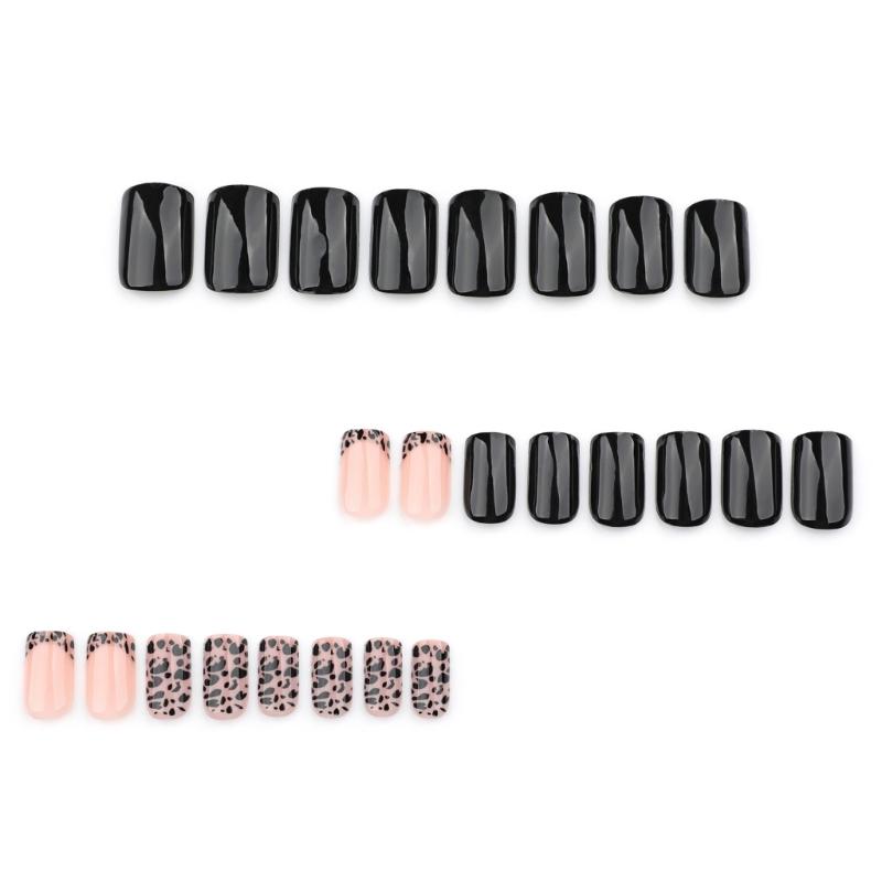 Unghia Press On Quadrata Unghia Finta Unghia Leopardata da Incollare Unghia Artificiale Acrilica 24 Pezzi 12 Misure Unghia da Incollare per Donne Ragazze