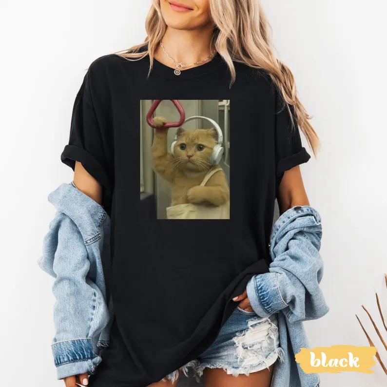 Novelty Creativity Cat Van Gogh Cat for Cat Lover T Shirts Meme Tee Women Unisex Cotton Summer Harajuku Oversized Loose Streetwear