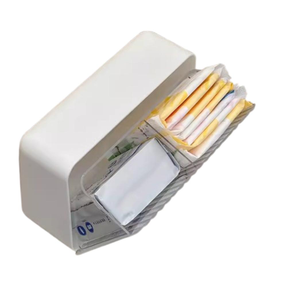 

Настенный ящик для хранения туалетных принадлежностей, пылезащитный, без сверления, органайзер для ванной комнаты, многофункциональная водонепроницаемая полка для хранения ватных дисков белый