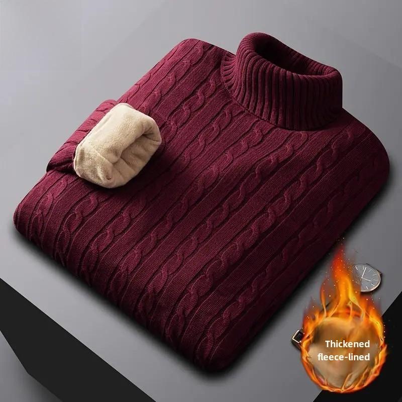 Ανδρικό Πόλο Ζιβάγκο Πουλόβερ Χοντρό Βαμβακερό Πλεκτό Τοπ Φλις Επένδυση Και Πυκνωμένο Ζεστό Σουτιέν Μαλακό Και Εύκαμπτο Κομψό