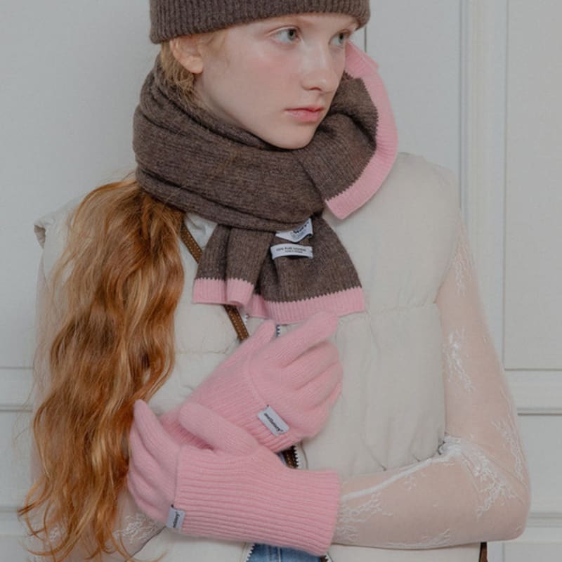 mellotory cashmere 100 lip line muffler (deep brown)