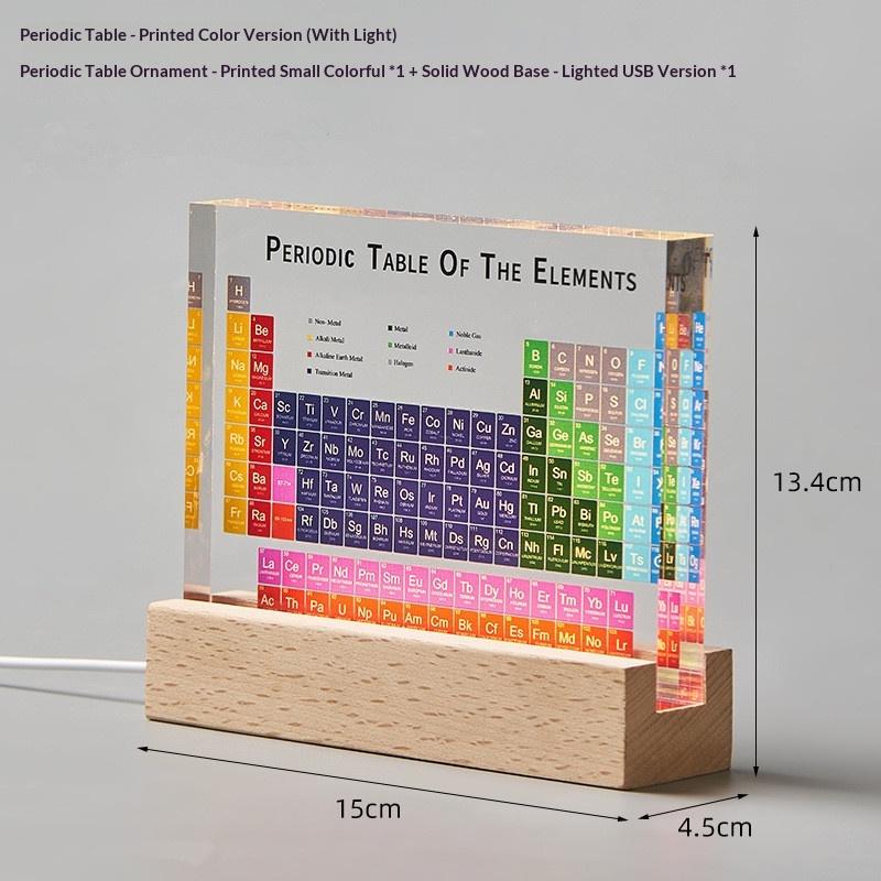 Akryl periodiske system figurer Mendelejev trykk element periodiske system skrivebordsdekor kjemi display hus tilbehør gave