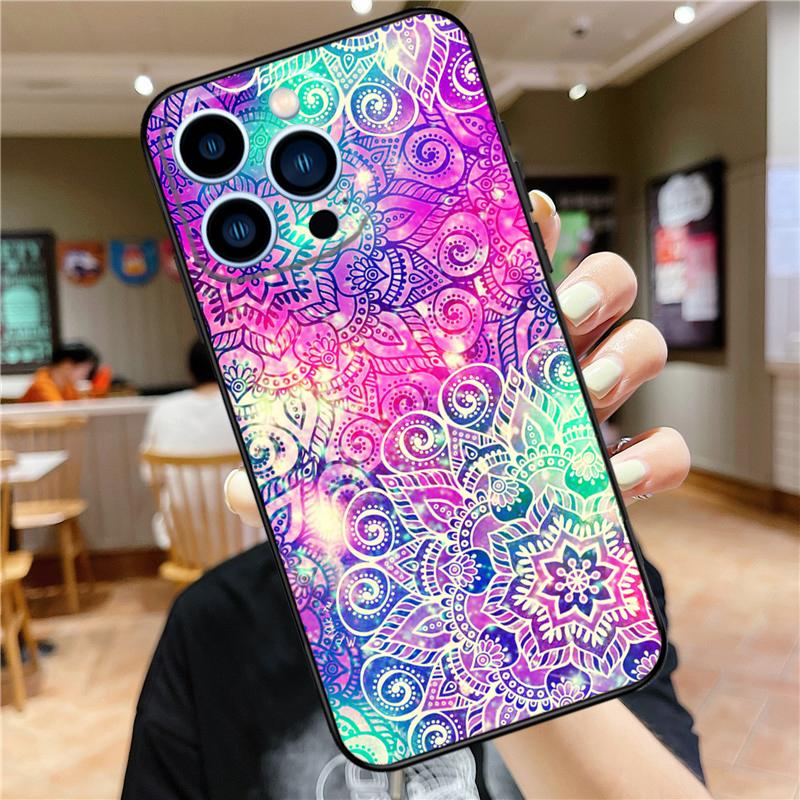 Trippy Tie Dye Floral Mandala Case For iPhone 16 15 11 12 13 14 Pro Max XS XR X 7 8 Plus 12 13 Mini Soft Cover