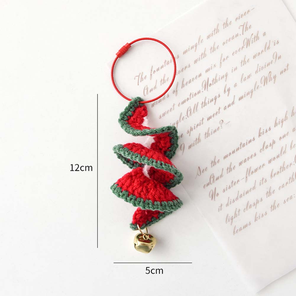 4 Hand Knitted Wool Yarn Christmas Tree Pendants Soft Crochet Decorations for Car Mirrors Doors Walls and Backpacks