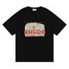 Cross-border European and American trendy brand RHUDE micro-label castle letter logo pattern short-sleeved t-shirt men's and women's high street loose