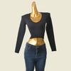 Sexy High Waist Knitwear Sexy Crop Top Pure Color Slimming Long Sleeves Fashion Export Bottoming Shirt