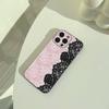 L-Lace Print Pattern Phone Case For iPhone 17,16,15,14,13,12,11 Pro Max, Lightweight and Practical Soft Black Cover
