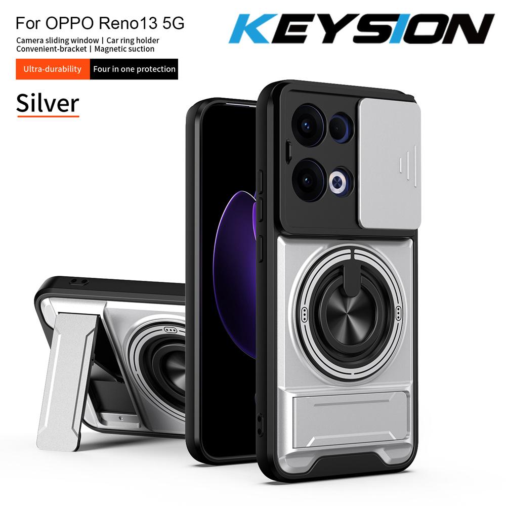 KEYSION Magnetic Phone Case for OPPO Reno13 Pro 5G Reno13 F 5G Slide Camera Protection Upright Kickstand Ring Shockproof Cover