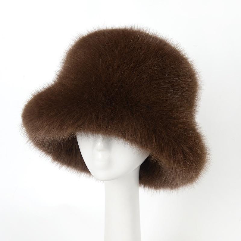 Stylish Faux Fox Fur Hat - Premium Women's Autumn/winter Fluffy Bucket Hat - High-end Plush Hat