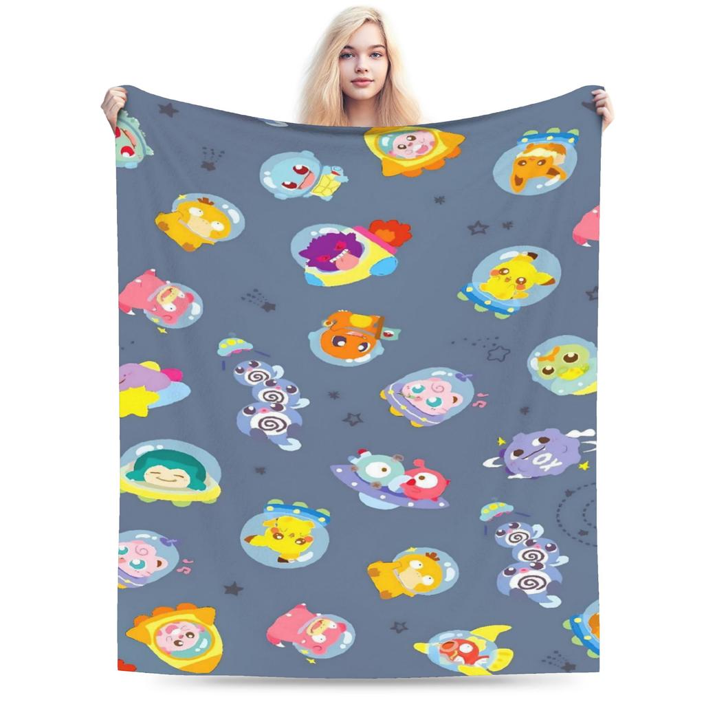 Cartoon Pokemon Blanket Quality Soft Warm Bedding Throws Winter Boy Girl Living Room Funny Bedspread