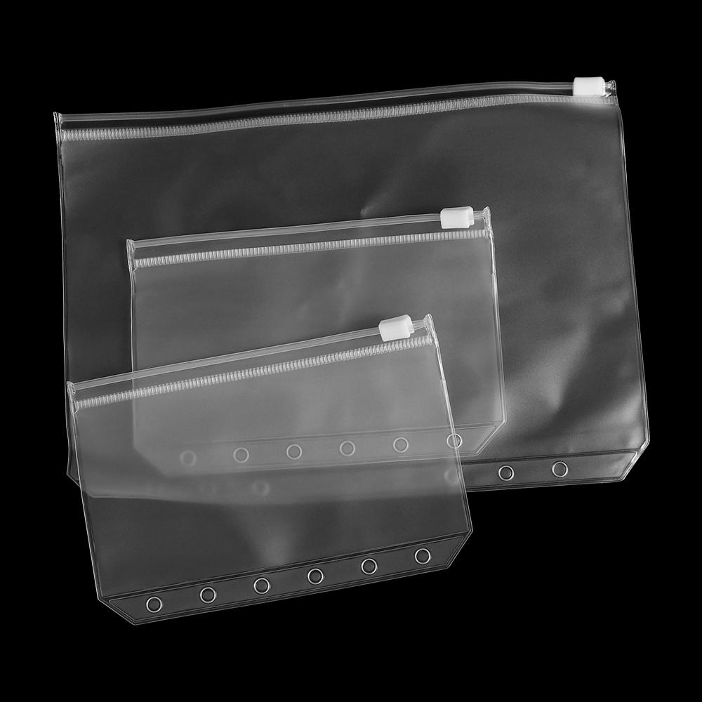 Loose Leaf PVC Zipper Transparent Folder Pouch Document Folder Binder Document File Organizer