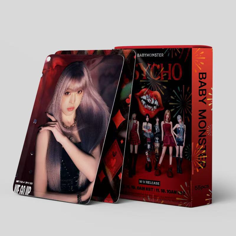 55 de bucăți de carduri mici BABYMONSTER, stea monstru mic KPOP periferice carduri de colecție LOMO