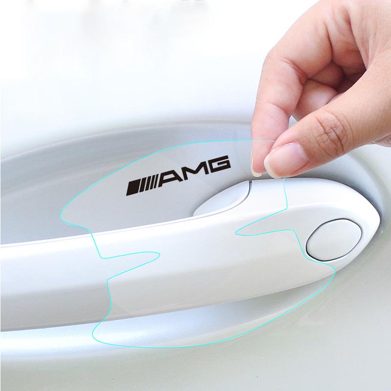 8pcs Transparent Auto Door Wrist Protector Side Handle Decal TPUMWT for Mercedes Benz AMG W124 W203 GLS GLA Interior Mouldings NE1