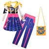 Kids Girls Anime Cartoon POP Singer Super Star Printed Dress Pants Bag Clothes Set Outfit Halloween Cosplay Costumes