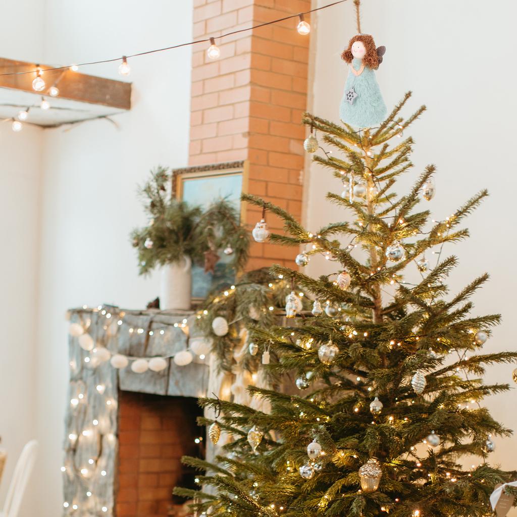 Weihnachtsdekorationen Spitze für Weihnachtsbaum Engel Partyzubehör Mädchen Herz Pvc Plüsch Baumspitze Tischdeko