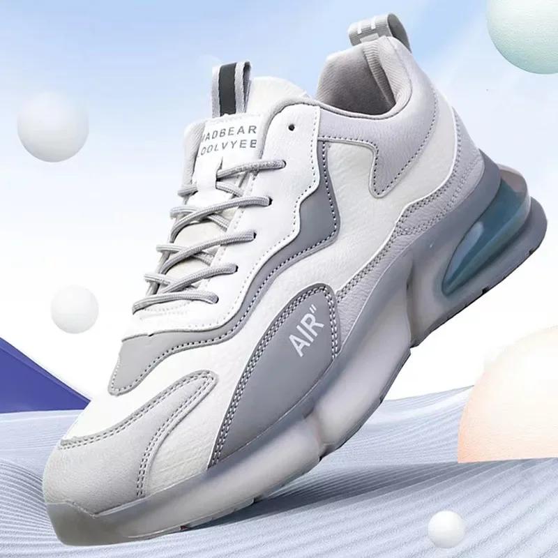 2025 Spring New Leather Men's Shoes Fashion and Comfortable Casual Sports Shoes Anti Slip and Wear Resistant Running Shoes