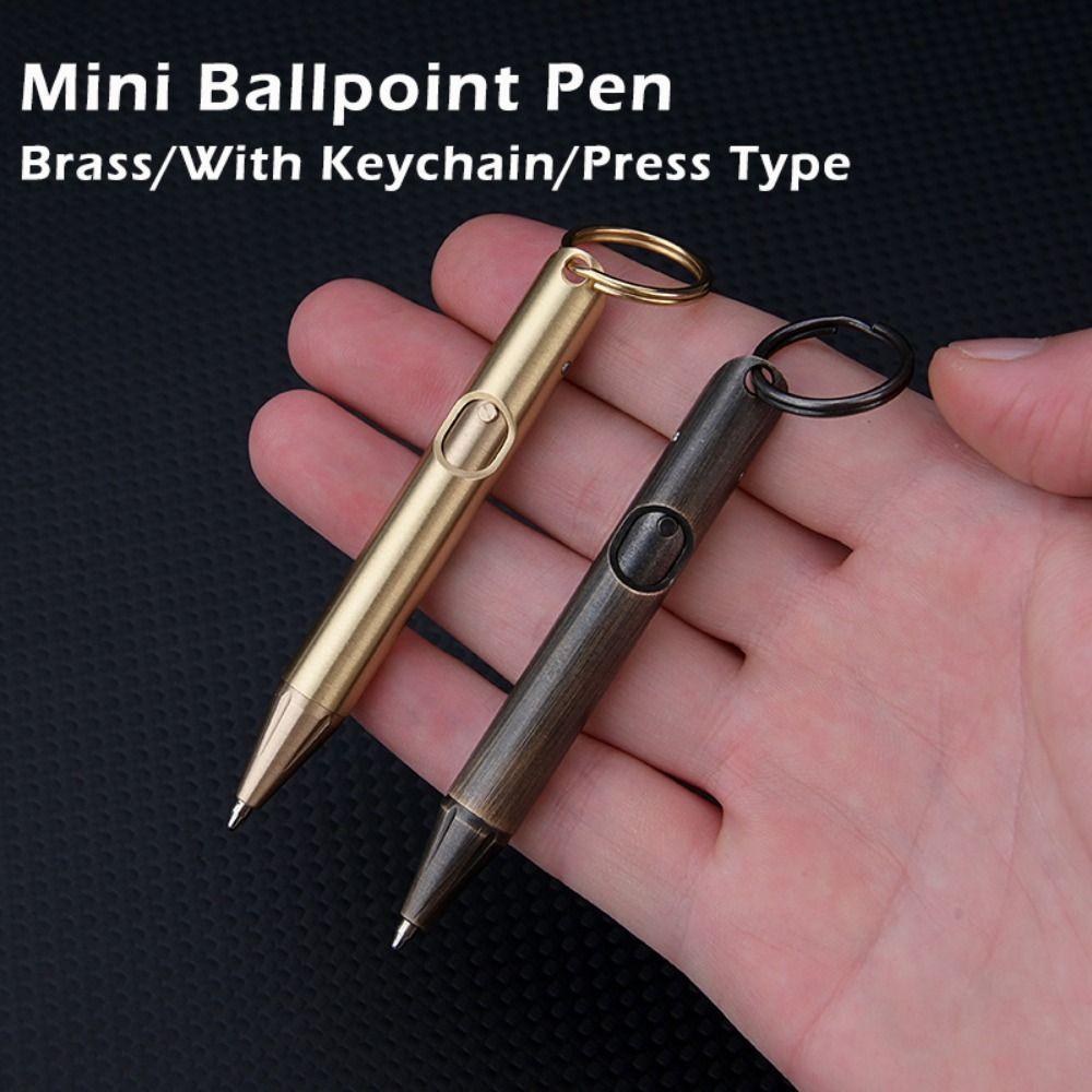 With Keychain Mini Ballpoint Pen Brass Writing Pen New Gel Pen  Outdoor