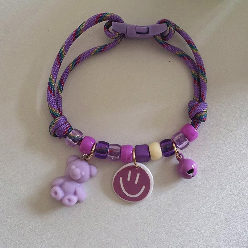 Pet Dog And Cat Collar Color Contrast Woven Summer Fresh Adjustable Love Smiley Face Necklace