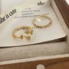 Vintage Gold Color Tulip Flower Crystal Adjustable Rings For Women Girl Fashion New Jewelry Gift Party Wholesale Anillos