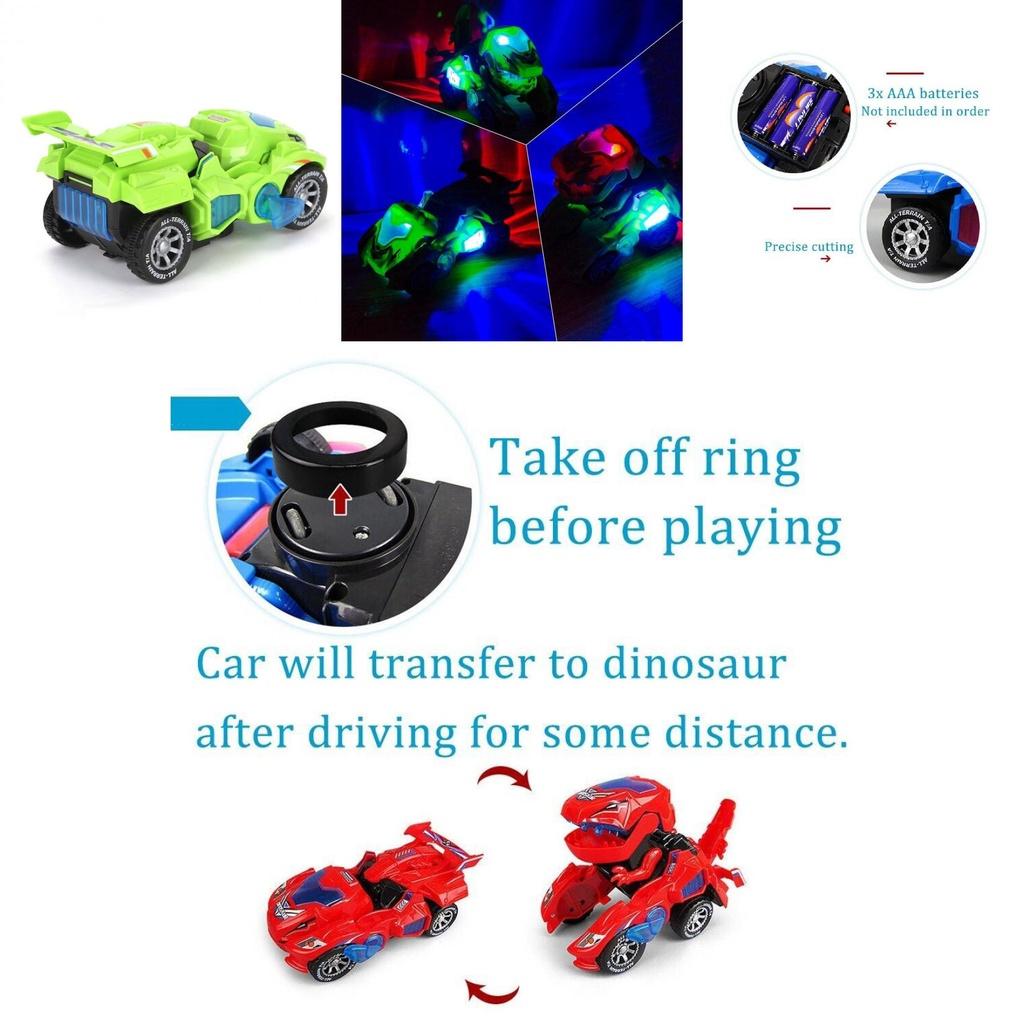 Elektrisches Dinosaurier-Transformationsauto mit LED-Lichtern und Soundeffekten