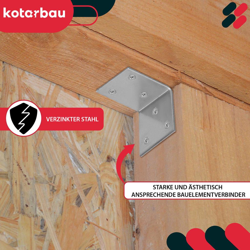 KOTARBAU® Carpenter's Angle Construction Connector Stainless Steel Galvanized 40 X 40 X 40 MM Set of 100 PCS