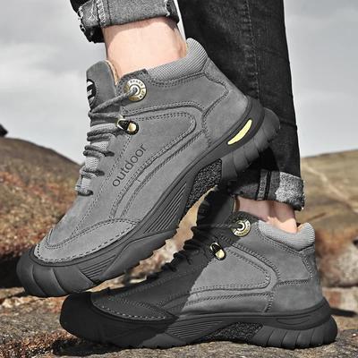 Moda Clássicos Botas Masculinas Ao Ar Livre Sapatos de Inverno de Couro Genuíno Moda Lazer Botas de Trekking de Montanha Sapatos Masculinos Retro 2024