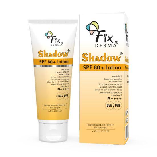 Fixderma Shadow Sunscreen SPF 80+ PA++++ Lotion | Broad Spectrum Sunscreen for UVA & UVB Protection| Non Greasy & Water Resistant - 75ml