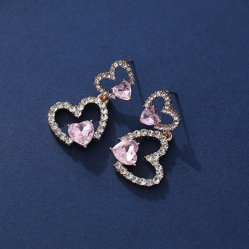

Full Diamond Love Earrings – Trendy European American Fashion Jewelry for Women, Celebrity Style
