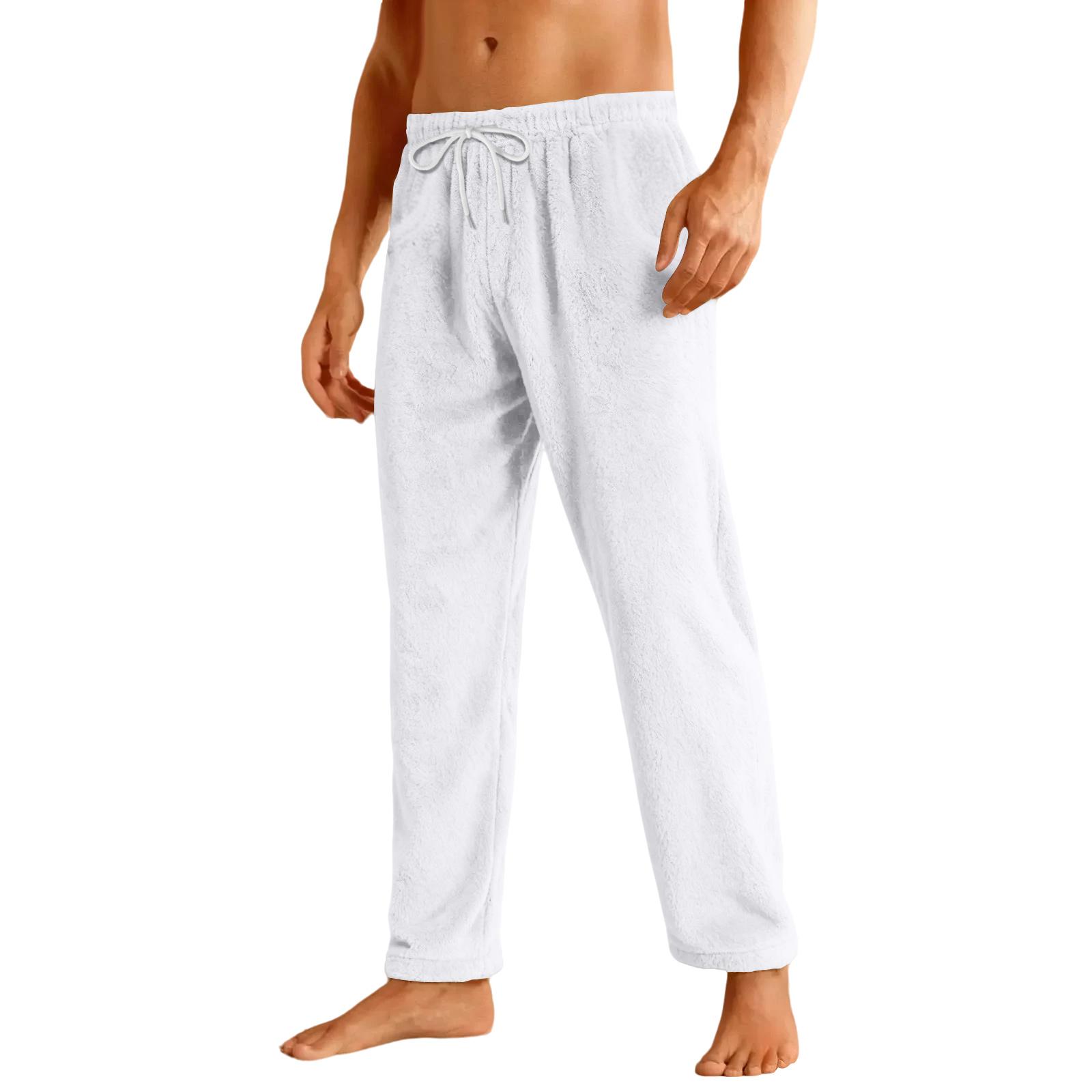 

Мужские повседневные фланелевые брюки с карманами на кулиске XL белый