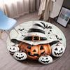 Round Crystal Velvet Rug Halloween Pumpkin Witch Hat Spider Web Theme Floor Mat Party Decor Festive Seasonal Design