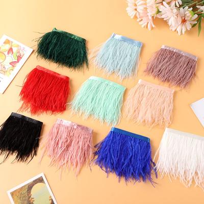 1 Meter Ostrich Feathers Trim 8-10 CM Plumes Ribbon Selvage For DIY Wedding Dress Decoration Crafts Accessories