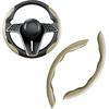 Carbon Fiber Steering Wheel Cover, 3-Piece Set Anti-Skid Comfortable Grip Segmented Butterfly Design, Easy Snap-On Tallation Universal Fit 99% Cars,