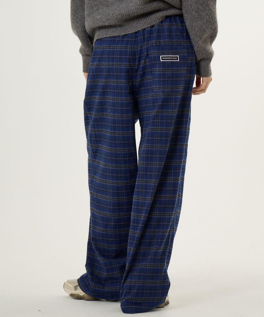 UNKNOWN PLANET Check Elastic Waist Pants Blue