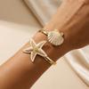 Colorful Enamel Metal Starfish Shell Opening Bracelets For Women Men Summer Vacation Beach Sea Star Cuff Bangle Seaside Jewelry